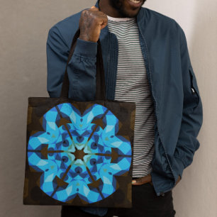 Retro-Mandala-Blume Blau und Orange Tasche