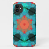 Retro Mandala Blume Blau und Rosa Case-Mate iPhone Hülle (Rückseite)