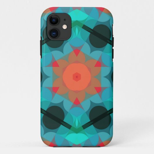 Retro Mandala Blume Blau und Rosa Case-Mate iPhone Hülle (Rückseite)