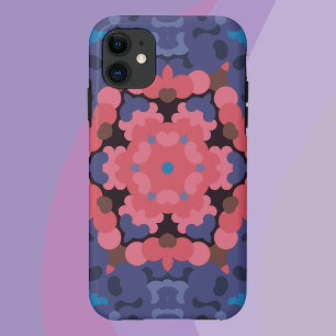 Retro Mandala Blume Blau und Rosa Case-Mate iPhone Hülle
