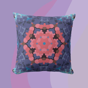 Retro Mandala Blume Blau und Rosa Kissen