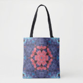 Retro Mandala Blume Blau und Rosa Tasche (Vorderseite)