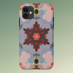 Retro Mandala Blume Blau und Rot Case-Mate iPhone Hülle