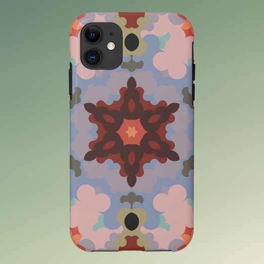 Retro Mandala Blume Blau und Rot Case-Mate iPhone Hülle