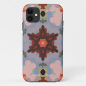 Retro Mandala Blume Blau und Rot Case-Mate iPhone Hülle (Rückseite)