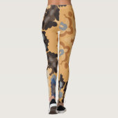 Retro Mandala Blume Blue Orange und Brown Leggings (Rückseite)