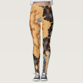 Retro Mandala Blume Blue Orange und Brown Leggings (Vorderseite)