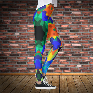 Retro Mandala Blume Blue Orange und Green Leggings