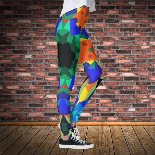 Retro Mandala Blume Blue Orange und Green Leggings