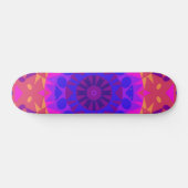 Retro Mandala Blume Blue Pink und Orange Skateboard (Horizontal)