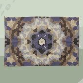 Retro Mandala Blume Blue Tan and Brown Geschirrtuch