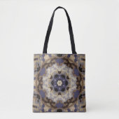 Retro Mandala Blume Blue Tan and Brown Tasche (Vorderseite)