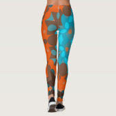 Retro Mandala Blume Blue und Orange Leggings (Rückseite)