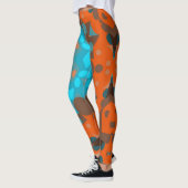 Retro Mandala Blume Blue und Orange Leggings (Links)