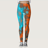 Retro Mandala Blume Blue und Orange Leggings (Vorderseite)