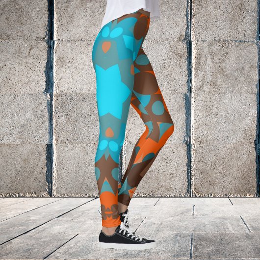 Retro Mandala Blume Blue und Orange Leggings