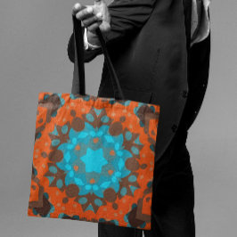 Retro Mandala Blume Blue und Orange Tasche