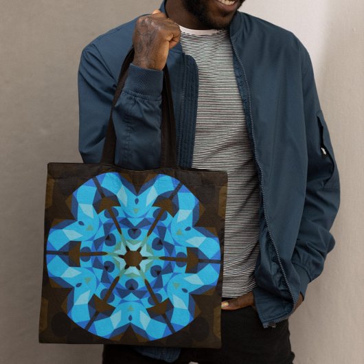Retro Mandala Blume Blue und Orange Tasche
