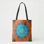 Retro Mandala Blume Blue und Orange Tasche (Vorderseite)