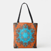 Retro Mandala Blume Blue und Orange Tasche (Rückseite)
