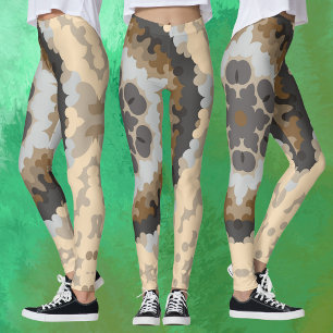 Retro Mandala Blume Brown und Tan Leggings