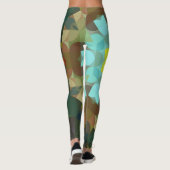 Retro Mandala Blume Gelb blau und braun Leggings (Rückseite)