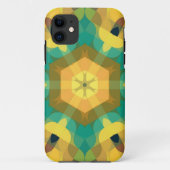 Retro Mandala Blume Gelb blau und grün Case-Mate iPhone Hülle (Rückseite)