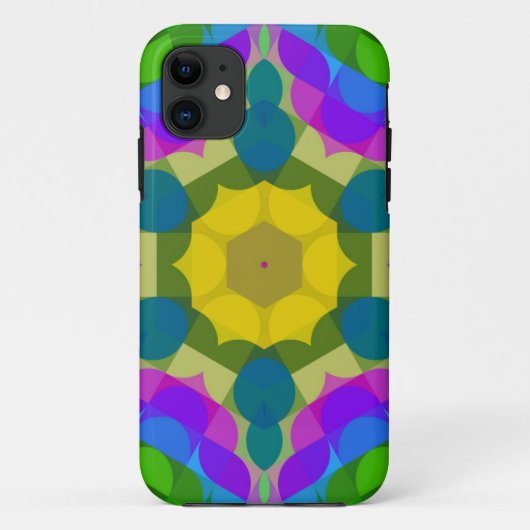 Retro Mandala Blume Gelb Blau und Lila Case-Mate iPhone Hülle (Rückseite)