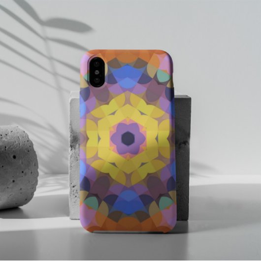 Retro Mandala Blume Gelb Blau und Orange Case-Mate iPhone Hülle