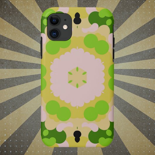 Retro Mandala Blume Gelb Grün und Weiß Case-Mate iPhone Hülle