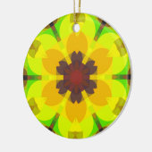 Retro Mandala Blume Gelb Orange und Grün Keramik Ornament (Links)