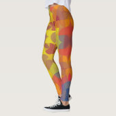 Retro Mandala Blume Gelb Orange und Lila Leggings (Links)