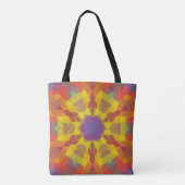 Retro Mandala Blume Gelb Orange und Lila Tasche (Rückseite)