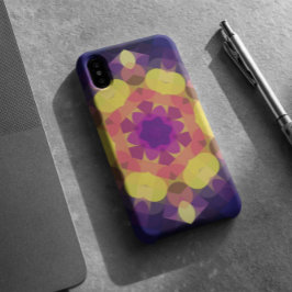 Retro Mandala Blume Gelb Rosa und Lila Case-Mate iPhone Hülle