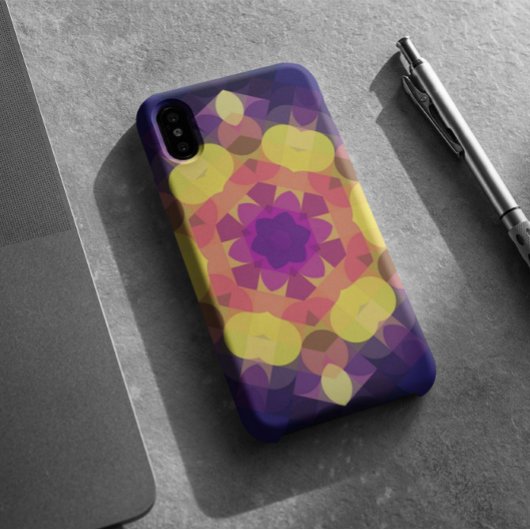 Retro Mandala Blume Gelb Rosa und Lila Case-Mate iPhone Hülle