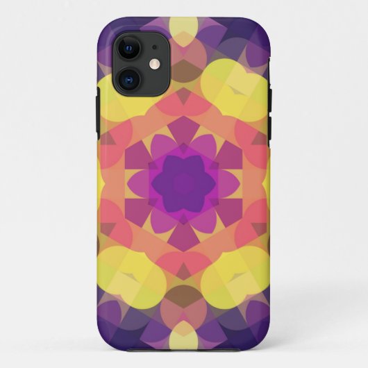 Retro Mandala Blume Gelb Rosa und Lila Case-Mate iPhone Hülle (Rückseite)