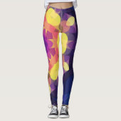 Retro Mandala Blume Gelb Rosa und Lila Leggings (Vorderseite)