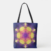 Retro Mandala Blume Gelb Rosa und Lila Tasche (Rückseite)