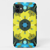 Retro Mandala Blume Gelb und Blau Case-Mate iPhone Hülle (Rückseite)