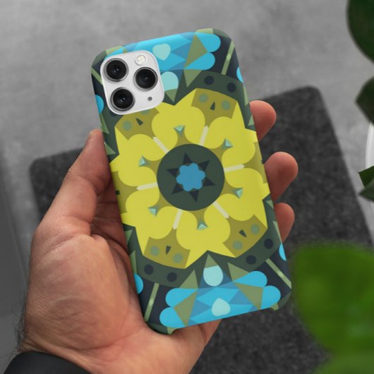 Retro Mandala Blume Gelb und Blau Case-Mate iPhone Hülle