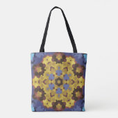 Retro Mandala Blume Gelb und Blau Tasche (Rückseite)
