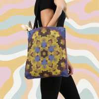 Retro Mandala Blume Gelb und Blau