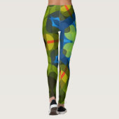 Retro Mandala Blume Green Blue und Orange Leggings (Rückseite)