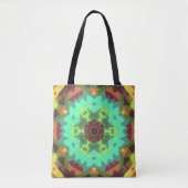Retro Mandala Blume Green Lila und Orange Tasche (Vorderseite)