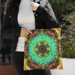 Retro Mandala Blume Green Lila und Orange Tasche
