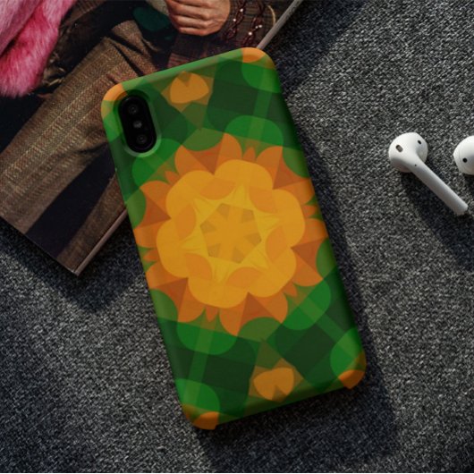 Retro Mandala Blume Green und Orange Case-Mate iPhone Hülle