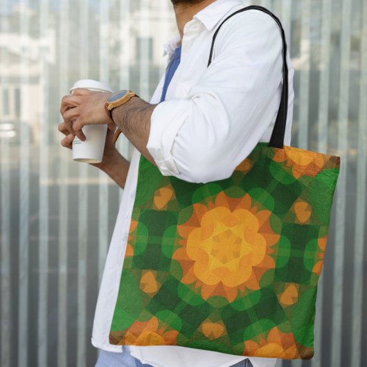 Retro Mandala Blume Green und Orange Tasche