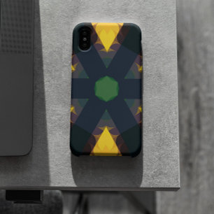 Retro Mandala Blume Grün Gelb und Blau Case-Mate iPhone Hülle