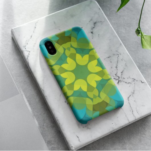 Retro Mandala Blume Grün Gelb und Blau Case-Mate iPhone Hülle