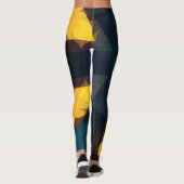 Retro Mandala Blume Grün Gelb und Blau Leggings (Rückseite)